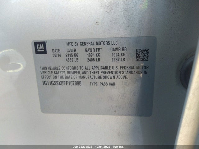 2015 Chevrolet Malibu, VIN: 1G11G5SX8FF107898
