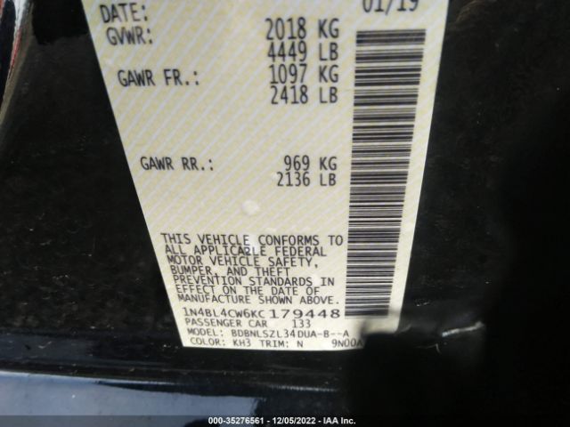 1N4BL4CW6KC179448 Nissan Altima 2.5 Sr