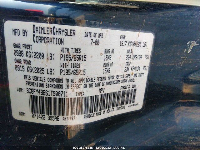 Chrysler Pt Cruiser 2001 3C8FY4BB61T500711 Image 10