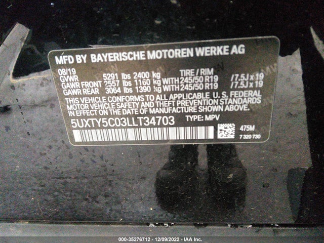 BMW X3 Xdrive30i 2020 аукцион фото