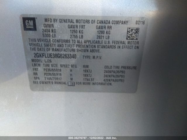 2GKFLUE38G6263340 GMC Terrain Slt