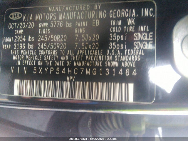 2021 Kia Telluride, VIN: 5XYP54HC7MG131464