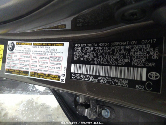 2018 Toyota Camry, VIN: JTNB11HKXJ3021029