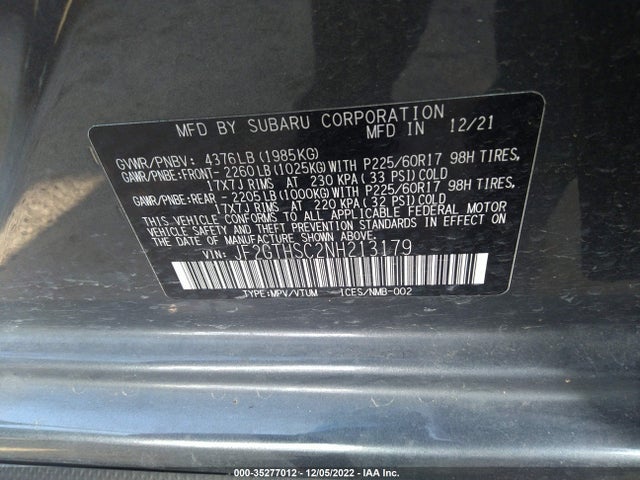 2022 Subaru Crosstrek, VIN: JF2GTHSC2NH213179