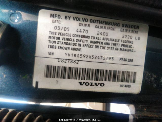 YV1RS592X52475793 Volvo S60