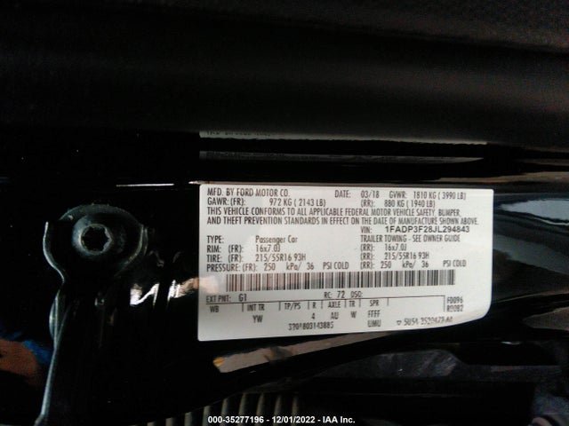 2018 Ford Focus, VIN: 1FADP3F28JL294843
