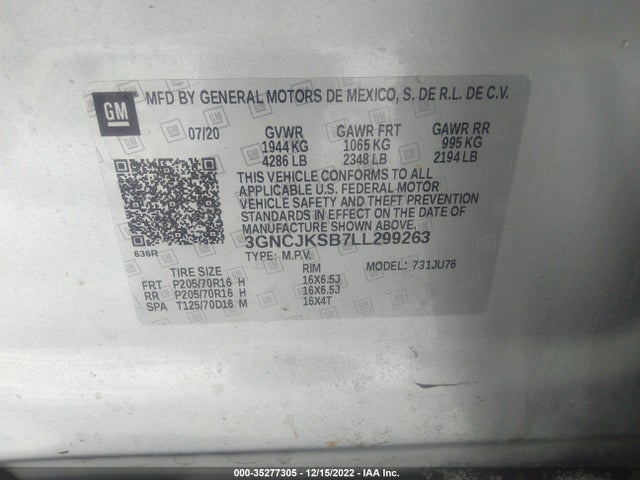 Chevrolet TRAX LS 2020 3GNCJKSB7LL299263 Image 9