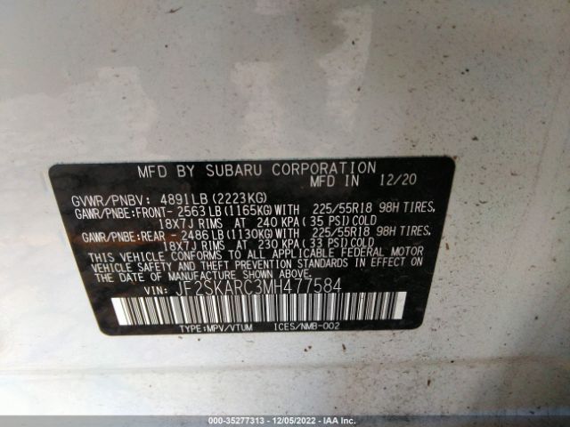JF2SKARC3MH477584 Subaru Forester Sport