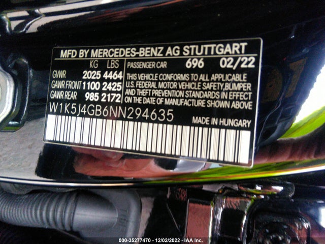 2022 Mercedes-Benz CLA-Class, VIN: W1K5J4GB6NN294635