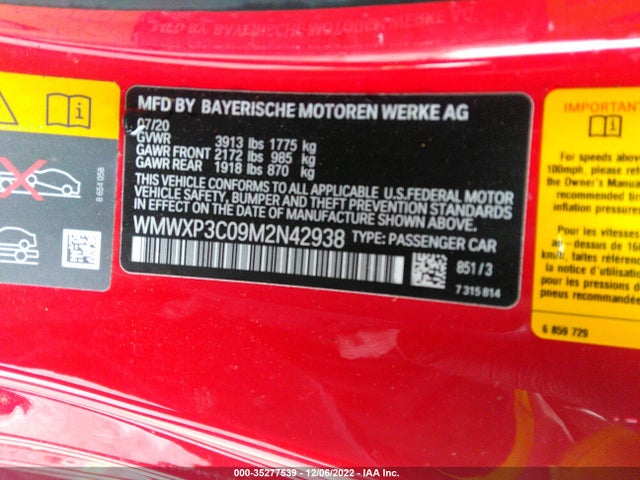 2021 Mini Cooper, VIN: WMWXP3C09M2N42938