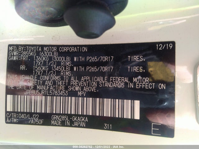 2020 Toyota 4Runner, VIN: JTEBU5JR1L5783453