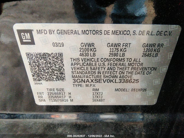 Chevrolet EQUINOX LS 2019 3GNAXSEV0KL338625 Image 10