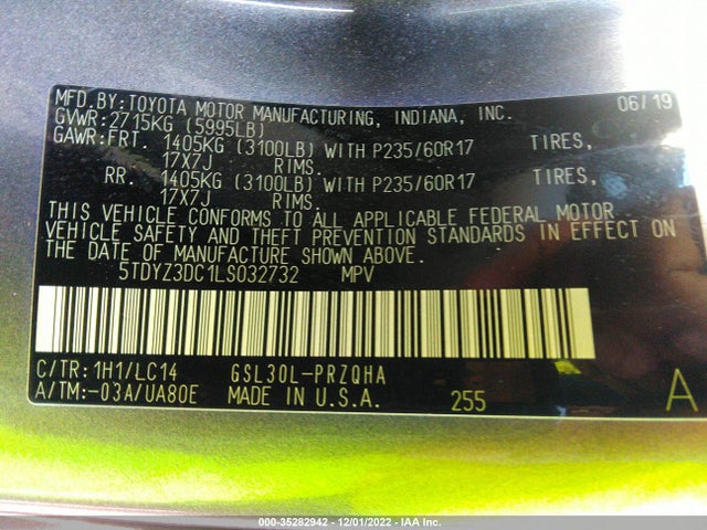 2020 Toyota Sienna, VIN: 5TDYZ3DC1LS032732