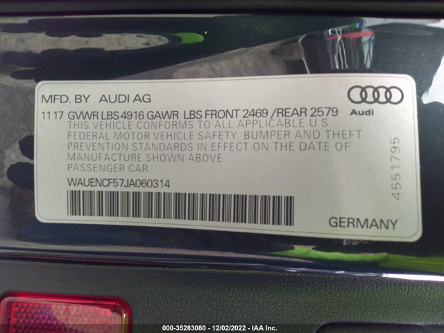 WAUENCF57JA060314 Audi A5 Sportback Premium Plus