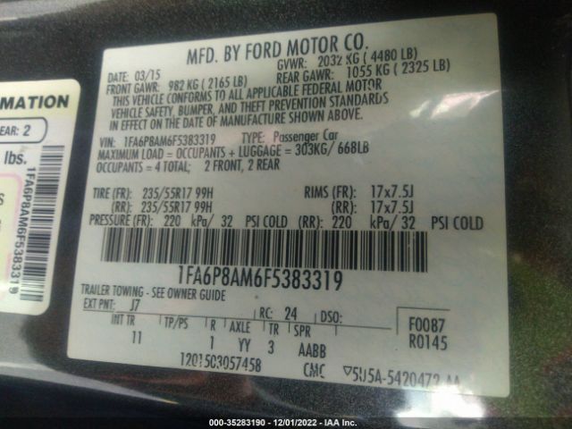 2015 FORD MUSTANG 1FA6P8AM6F5383319 Photo 8