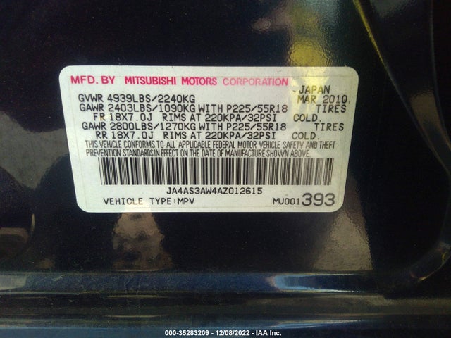Mitsubishi Outlander 2010 JA4AS3AW4AZ012615 Image 10