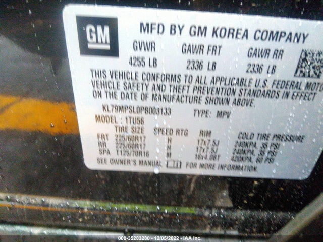 2023 Chevrolet Trailblazer, VIN: KL79MPSL0PB003133