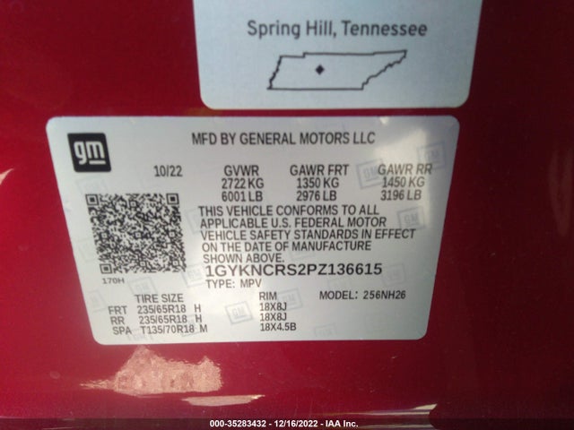 1GYKNCRS2PZ136615 Cadillac Xt5 Premium Luxury