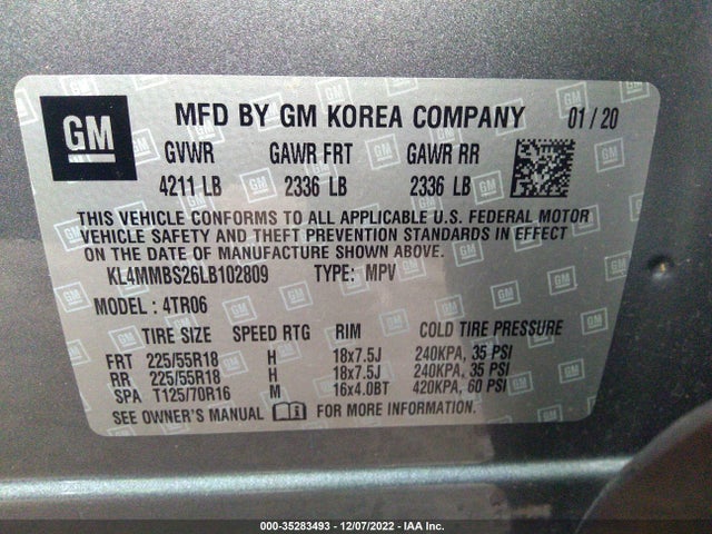2020 BUICK ENCORE GX PREFERRED VIN: KL4MMBS26LB102809