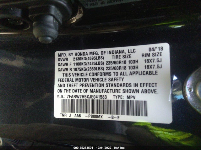 Honda CR-V EX 2018 7FARW2H5XJE041583 Image 10