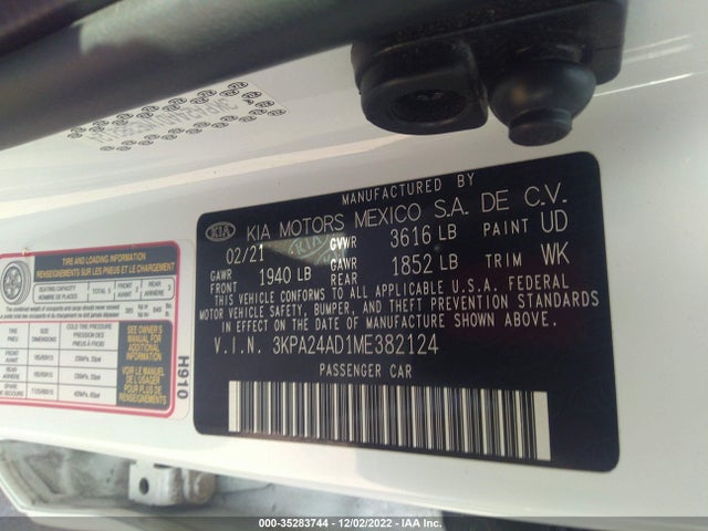 2021 Kia Rio, VIN: 3KPA24AD1ME382124
