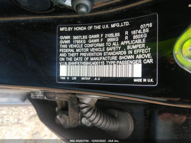 SHHFK7H59HU400115 Honda Civic Hatchback Ex