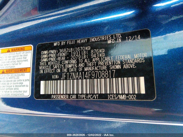 2015 Scion FR-S, VIN: JF1ZNAA14F9708817