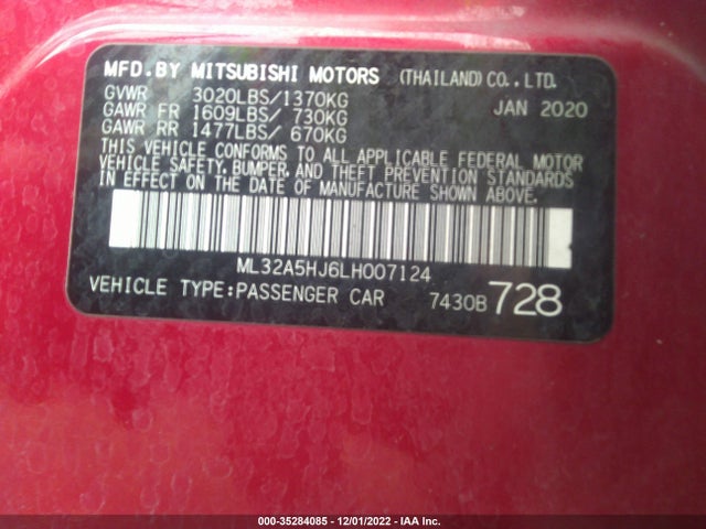 ML32A5HJ6LH007124 Mitsubishi Mirage Le/gt