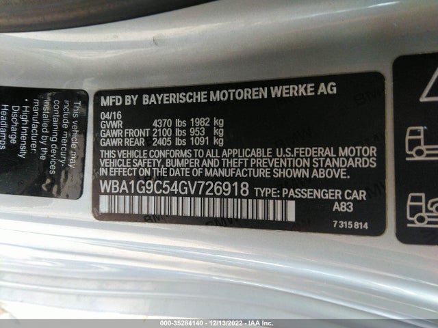 BMW 2 Series 228i Xdrive 2016 WBA1G9C54GV726918 Image 9