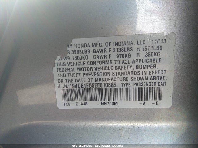 2014 ACURA ILX PREMIUM PKG VIN: 19VDE1F55EE010865