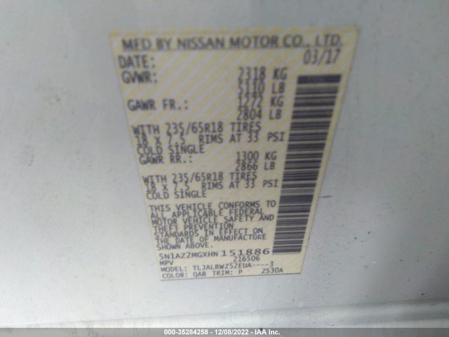 2017 Nissan Murano, VIN: 5N1AZ2MGXHN151886