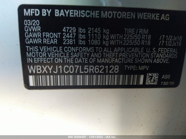 2020 BMW X2, VIN: WBXYJ1C07L5R62128