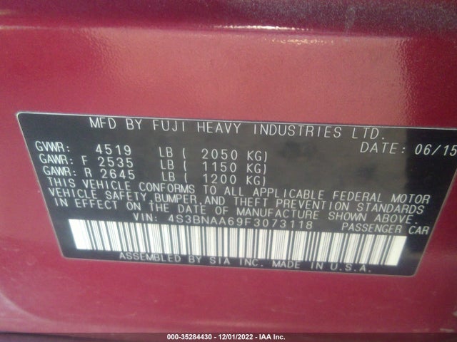Subaru Legacy 2.5i 2015 4S3BNAA69F3073118 Image 10