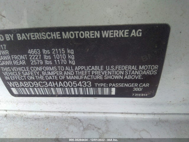 BMW 3 Series 330i Xdrive 2017 WBA8D9C34HA005433 Image 10