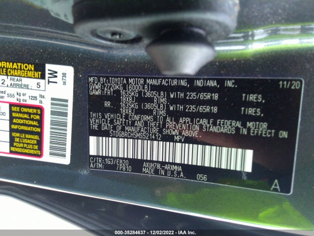 2021 Toyota Highlander, VIN: 5TDGBRCH5MS521412
