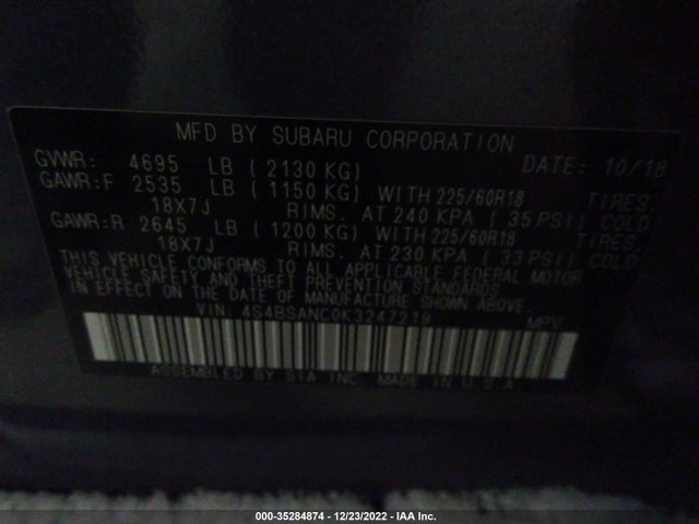 4S4BSANC0K3247219 Subaru Outback 2.5i Limited