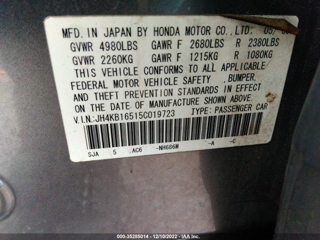 Acura RL 2005 JH4KB16515C019723 Image 10