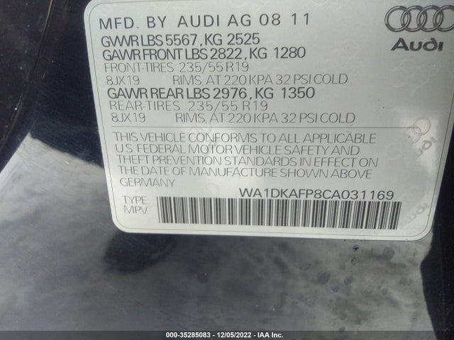 WA1DKAFP8CA031169 Audi Q5 3.2l Premium Plus