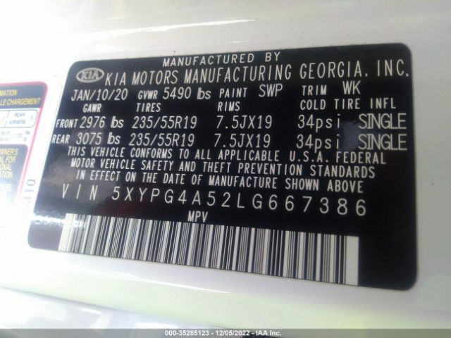 5XYPG4A52LG667386 KIA Sorento S V6