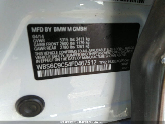 2015 BMW M6, VIN: WBS6C9C54FD467512