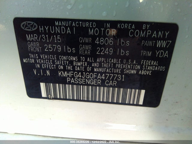 2015 Hyundai Azera, VIN: KMHFG4JG0FA477731