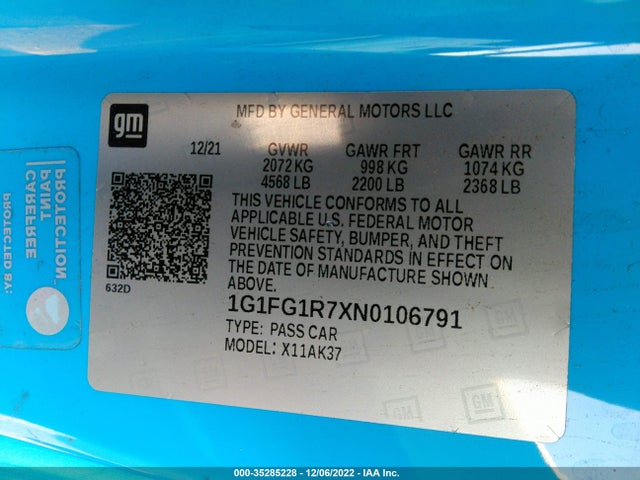 Chevrolet CAMARO 2SS 2022 1G1FG1R7XN0106791 Image 9