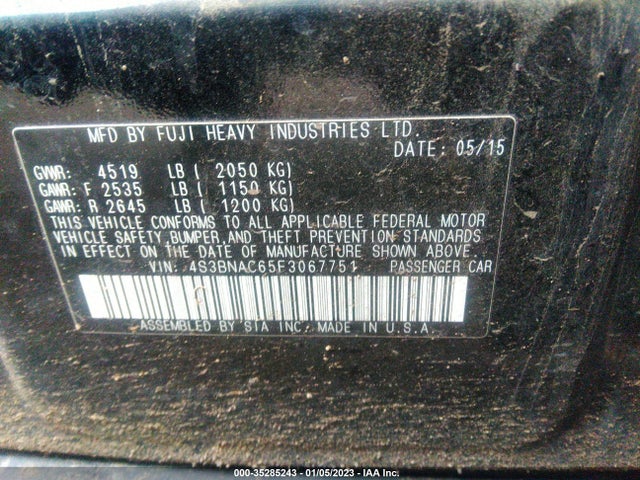 Subaru Legacy 2.5i Premium 2015 4S3BNAC65F3067751 Image 9