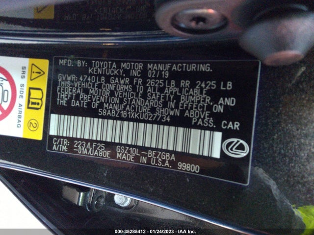 2019 Lexus ES, VIN: 58ABZ1B1XKU027734