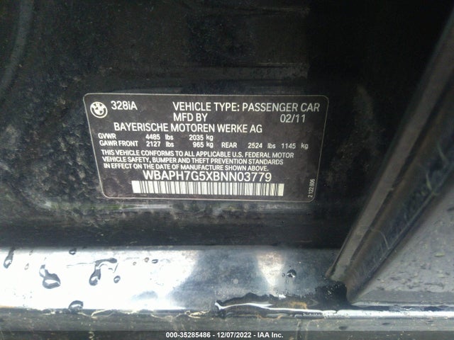 BMW 3 Series 328i 2011 WBAPH7G5XBNN03779 Image 9