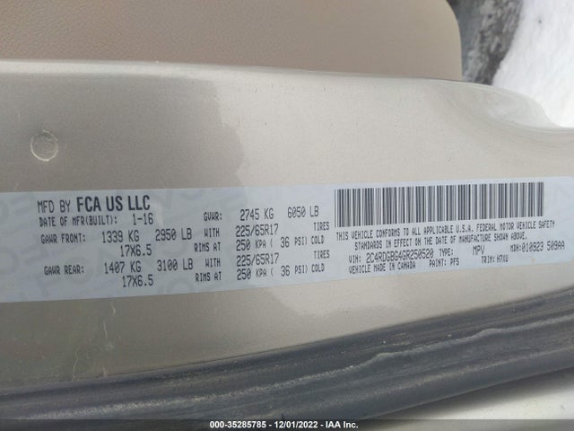 Dodge Grand Caravan Se 2016 2C4RDGBG4GR250520 Image 9