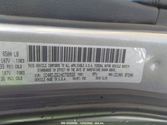 Dodge DURANGO GT 2017 1C4RDJDG1HC732933 Image 9