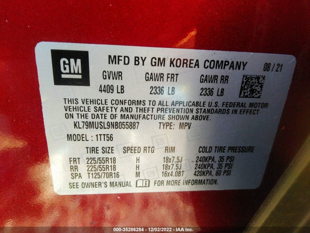Chevrolet Trailblazer Rs 2022 KL79MUSL9NB055887 Image 9