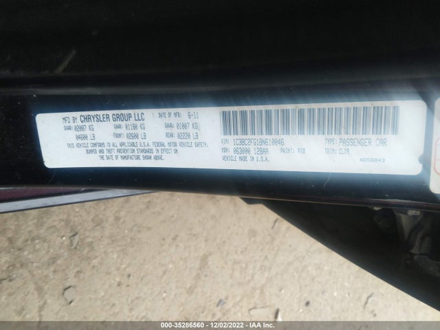 2011 CHRYSLER 200 LIMITED VIN: 1C3BC2FG1BN610046