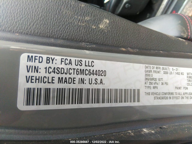 Dodge Durango R/t 2021 1C4SDJCT6MC644020 Image 9